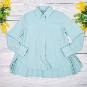 Tuckernuck Pomander Pleated Mint Long Sleeve Spring Shirt